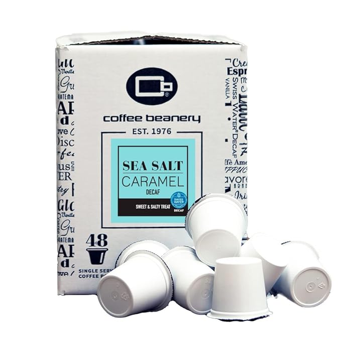 Sea Salt Caramel Decaf Coffee Pods by Coffee Beanery | 192ct Bulk Flavored Decaf Coffee Pods Medium Roast Coffee