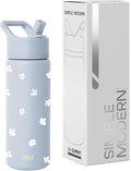 Simple Modern Kids Water Bottle with Straw Lid | Vacuum Insulated Stainless Steel Metal | Reusable Leak Proof BPA-Free Thermos for School | Summit Collection | 18oz, Sweet Daisy on Blue