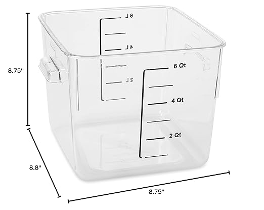 Rubbermaid Commercial Products Space Saving Square Food Storage Container 6 Quart Clear for Kitchen/Sous Vide/Meal Prep