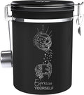 Coffee Canister – Airtight Stainless Steel Storage Container with Date Tracker & Scoop, Sealed Jar for Grounds, Beans, Tea, Flour, Cereal, and Sugar (Black Esspresso, 22OZ)