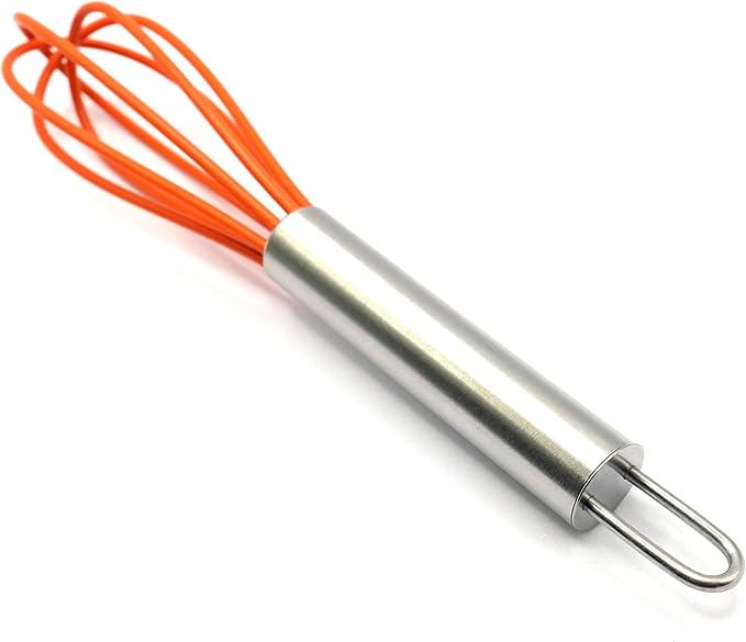 Mini Whisks 6 inch 2Pcs Stainless Whisk+silica gel, Hand Egg Mixer for Flour Cake Egg, Kitchen Cooking Baking Use Whisk