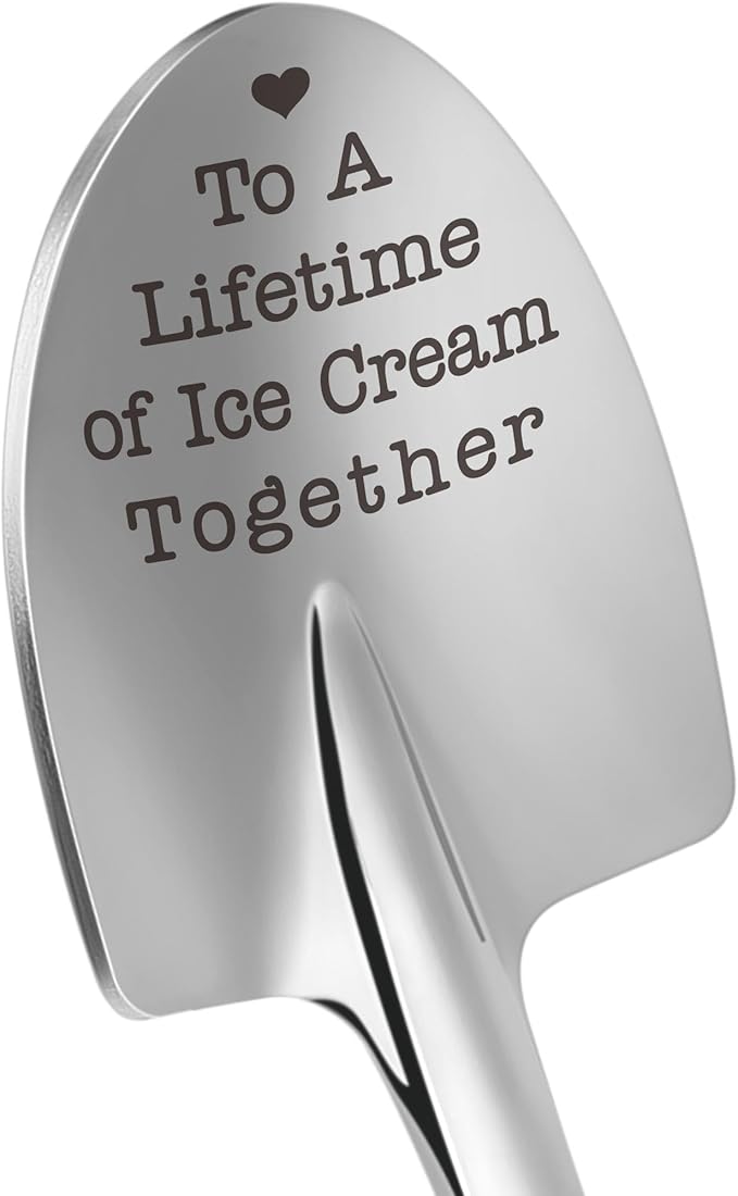 LEJIAJINW Engagement Gifts for Couples, Mr Mrs Wedding Engaged Gift for Newlywed Couple, His and Hers Ice Cream Shovel Spoon, Fiance Gifts for Him, Her, To A Lifetime of Ice Cream Together