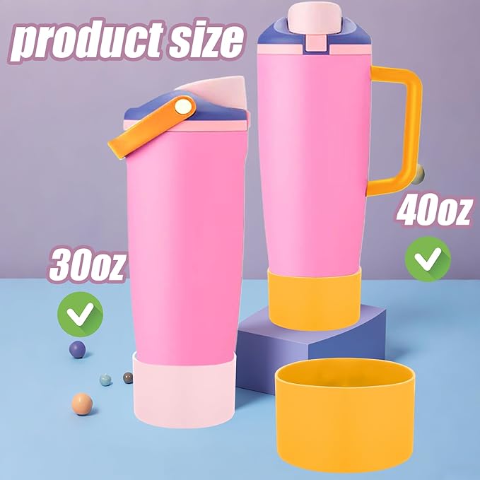 Mity rain 2PCS Protective Silicone Boots for Owala 30oz & 40oz FreeSip Sway Bottles & Tumblers - Accessories for owala, Enhances Stability & Prevents Scratches (Golden Yellow & Pastel Pink)