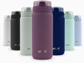 Ello Cooper 18oz Kids Stainless Steel Water Bottle Vacuum Insulated with Straw and Carry Handle, Leak Proof Locking Lid with Soft Silicone Spout, Fits Car Cupholder, Dishwasher Safe, Figgy Pudding
