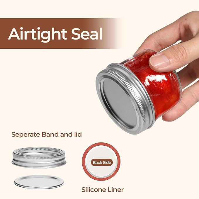 ComSaf Mini Mason Jars 4oz - 16 Pack, Regular Mouth Mason Jar with Lids and Seal Bands, Small Glass Canning Jar for Spice, Jam, Honey, Jelly, Dessert, Shower Wedding Favors, DIY Candles Decor