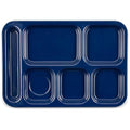 Carlisle FoodService Products Right Hand 6-Compartment Melamine Tray 14.5" x 10" - Dark Blue