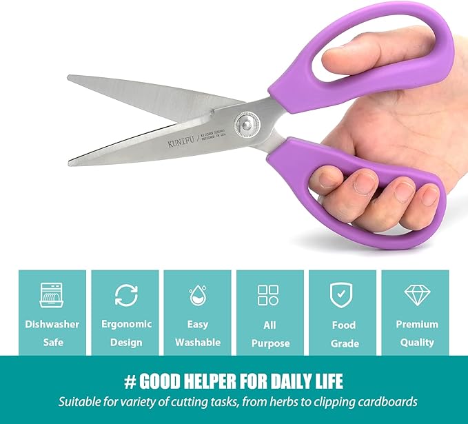 KUNIFU Kitchen Scissors, All Purpose Kitchen Shears, Heavy Duty Come Apart Scissors Gadgets Utensils - Black
