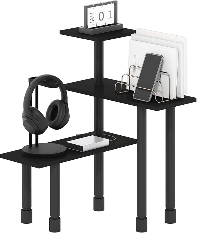 Furinno Turn-N-Tube Kitchen Countertop Organizer, 3-Tier Corner Countertop Organizer Shelf, Corner Shelf, for Kitchen, Pantry, Organizers and Storage, Espresso