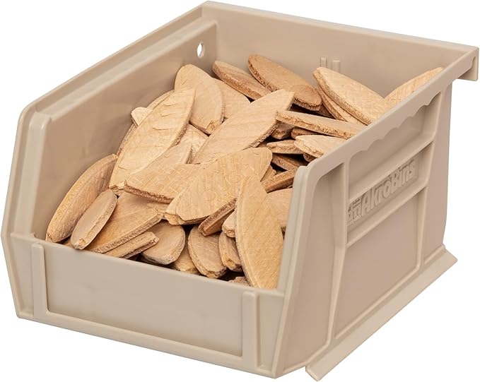 Akro-Mils 30210 AkroBins Plastic Storage Bins, Space-Saving Stackable Bins for Garage, Pantry, Craft Organization, 5-Inch x 4-Inch x 3-Inch, Stone, 6-Pack