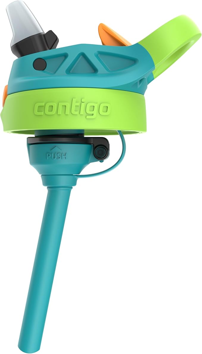 Contigo Aubrey Paw Patrol Leak-Proof Spill-Proof Water Bottle with Autospout, 14oz, Juniper (Dino GFX), Green and Blue