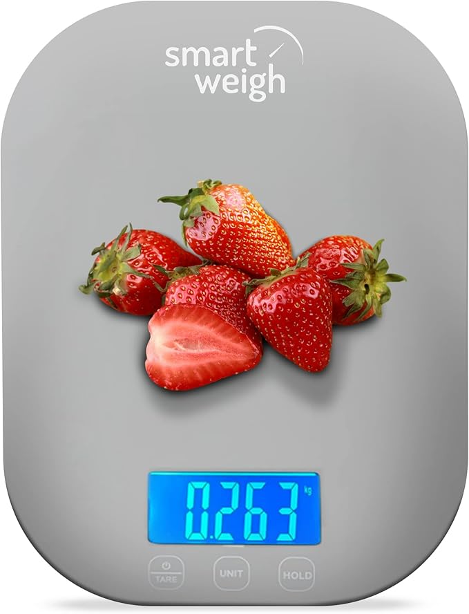 Smart Weigh Gray Digital Kitchen Scale for Cooking, Weight Loss, Calorie Tracking, Baking, Food Portion Control, and Meal Prep - Accurate Measurements in Grams and Ounces