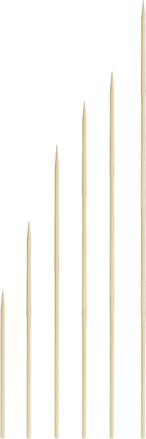 400 Count | KingSeal Natural Bamboo Wood Grilling Skewers for Shish Kebabs, BBQ, and Fruit Arrangements, 6 Inch x 2.5mm Diameter - 4 Packs x 100 Skewers