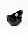 12 OZ Bowl Set of 6, Opal Glass 6 inch Oval Small Ice Cream Bowls for Breakfast Snack Dessert, Side Dishes, Fruit Kitchen, Microwave & Dishwasher Safe, Black