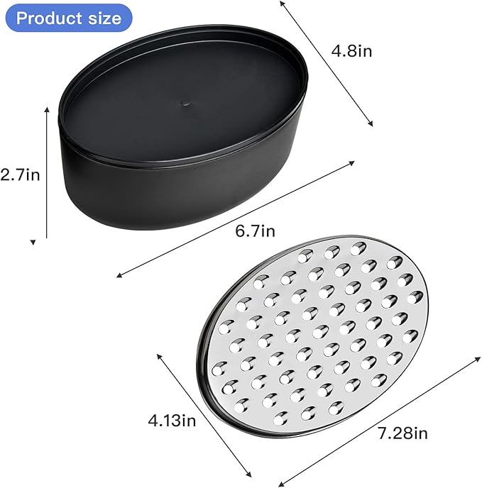 Black Compact Round Cheese Grater with Food Storage Container & Lid Grinder for Hard Parmesan, Ginger, Vegetables, Butter