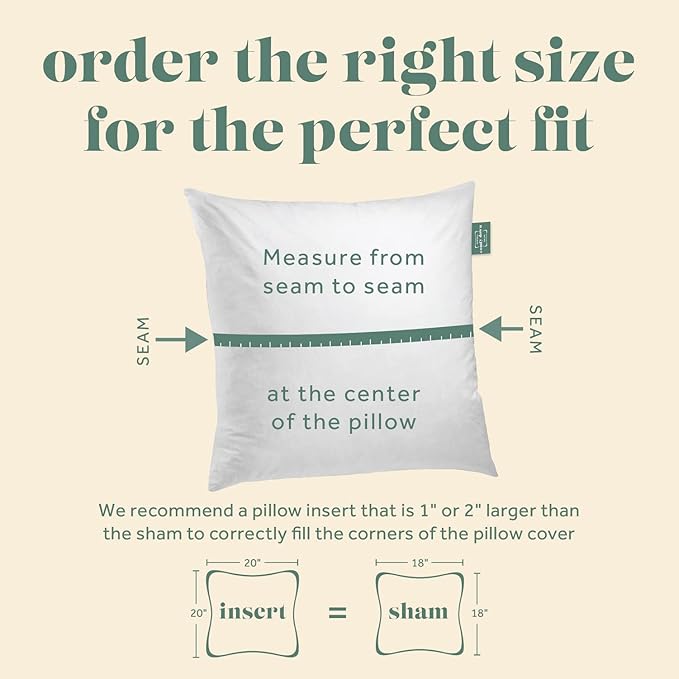 ComfyDown Decorative Throw Pillow Insert, Down and Feathers Fill, 100% Cotton Cover 233 Thread Count, Square Pillow Insert - Made in USA (18" x 18")