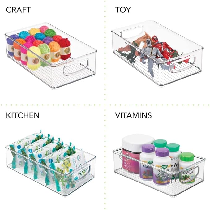 mDesign Small Plastic Baby Nursery and Food Organizer -Storage Holder Bin with Handles for Closet, Cupboard, Cabinet, Drawers, Shelves - Holds Canned Food, Bottles, Formula - Ligne Collection, Clear
