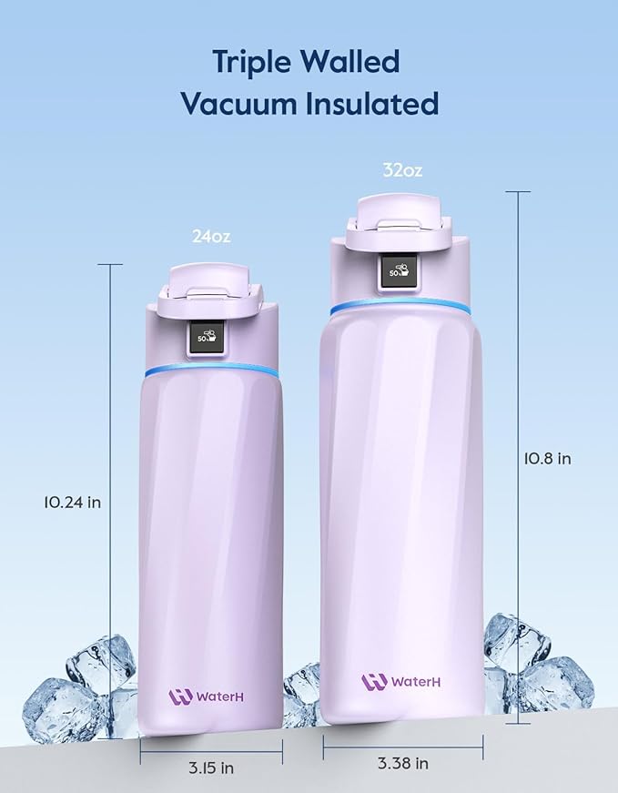 Boost Smart Water Bottle that Reminds You to Drink, 24oz BPA-Free Stainless Steel Vacuum Insulated Bottle, Wide Mouth Water Tracker Bottle with APP, Ideal Gift for Christmas, Thanksgiving Day