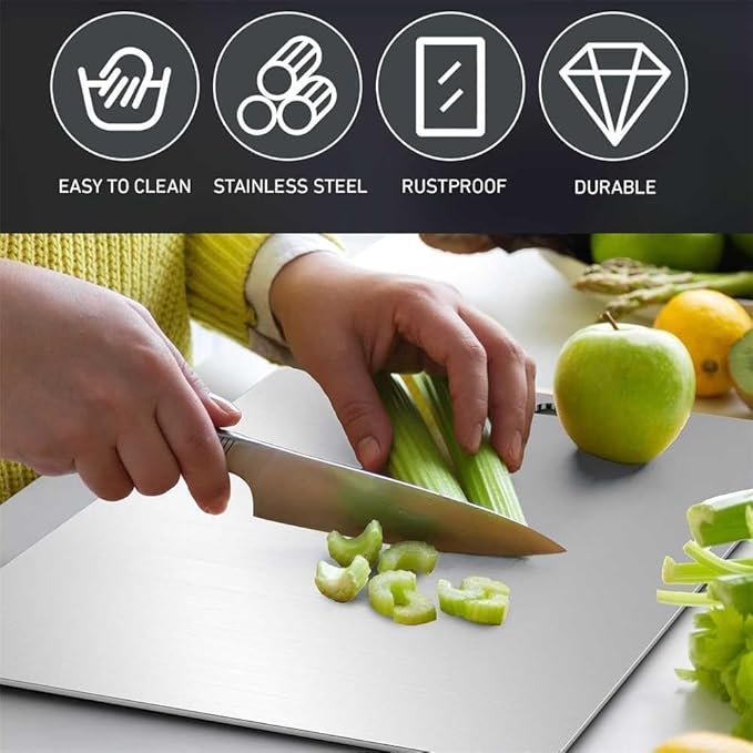 Titanium Cutting Board - 100% Pure Titanium Cutting Boards for Kitchen - Cutting Edge Hygiene & Durability, Cutting Boards for Home Kitchen Cooking (14 inch x 10 inch)