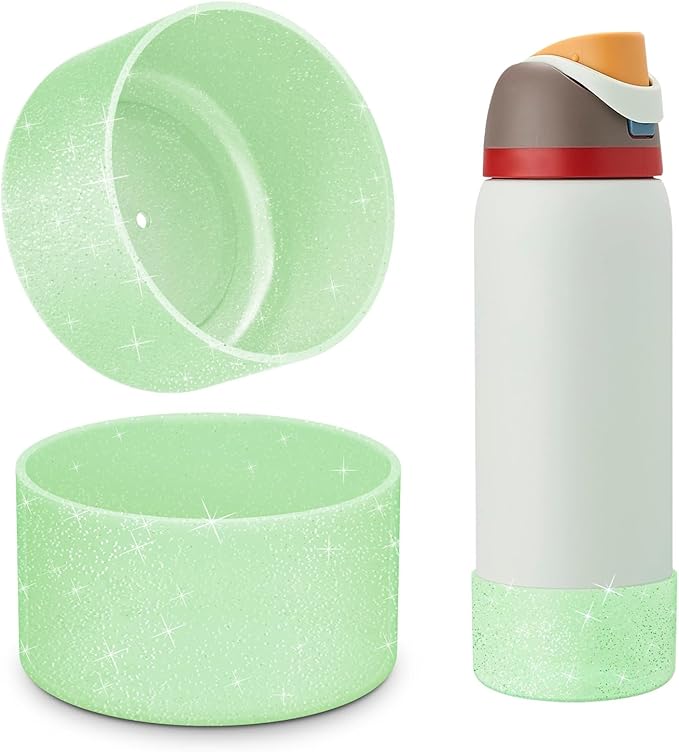 2 PCS Glitter Silicone Boot for Owala Water Bottle, Anti-Slip Protective Sleeve for FreeSip/Twist/Flip Stainless Steel Water Bottles Accessories