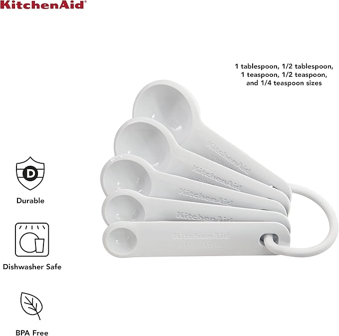 KitchenAid Plastic Measuring Spoons, Set Of 5, White