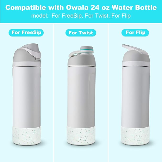 2 PCS Glitter Silicone Boot for Owala Water Bottle, Anti-Slip Protective Sleeve for FreeSip/Twist/Flip Stainless Steel Water Bottles Accessories