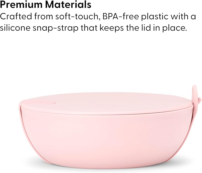 W&P Porter Plastic Bowl Lunch Container w/ Protective Non-slip Exterior, Charcoal 1 Liter | Lid & Snap-tight Silicone Strap | Food Storage, Bento Box, Meal Prep | BPA-Free Plastic