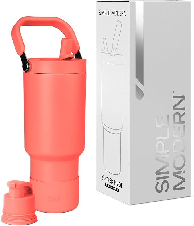 Simple Modern Trek Pivot | 30oz Flip Straw Tumbler with Handle | Water Bottle & Boot | Interchangeable Straw & Chug Lids | Insulated Stainless Steel Jug | Gym Sports Outdoors | Honolulu