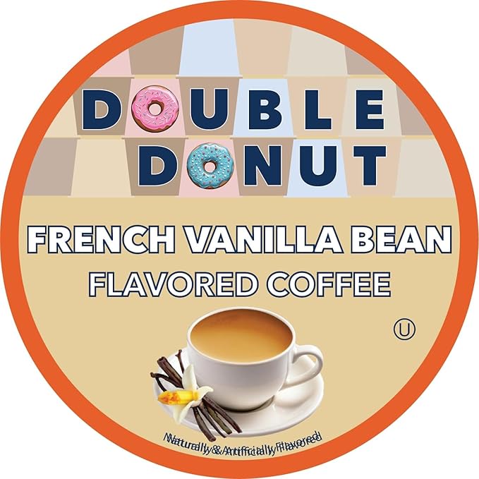 French Vanilla Coffee Medium Roast Flavored Coffee Pods for Keurig K Cups Makers from Double Donut, 72 Count (Pack of 1)