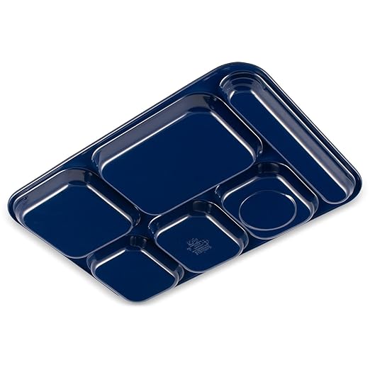 Carlisle FoodService Products Right Hand 6-Compartment Melamine Tray 14.5" x 10" - Dark Blue