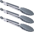 MSY BIGSUNNY Kitchen Food Tongs - 7" Mini Silicone Serving Tongs - Set of 3 (Gray)