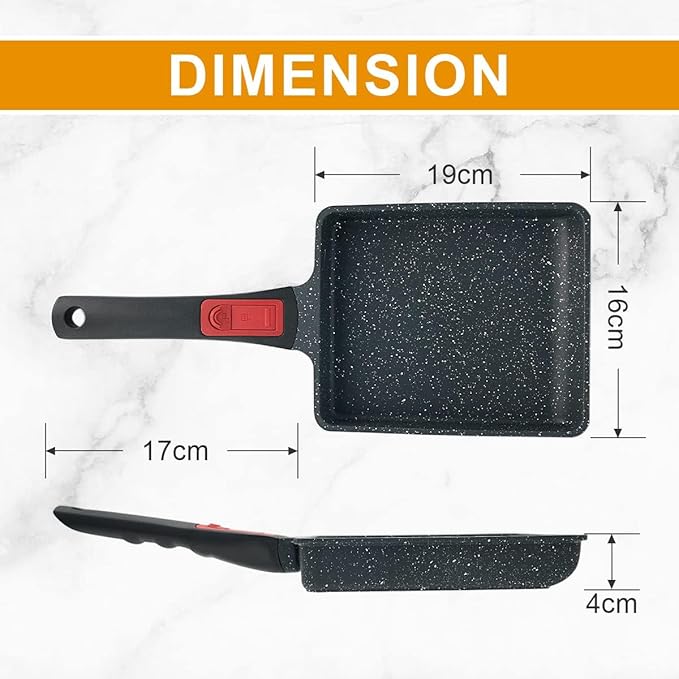 Nonstick Tamagoyaki Pan, Japanese Egg Omelette Pan Nonstick, Square Frying Pan with Detachable Handle, PFAS & PFOA-Free, Oven Safe