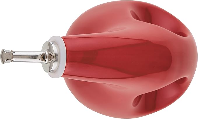 Rachael Ray Ceramic EVOO Oil and Vinegar Dispensing Bottle with Spout, 24 Ounce - Cranberry Red