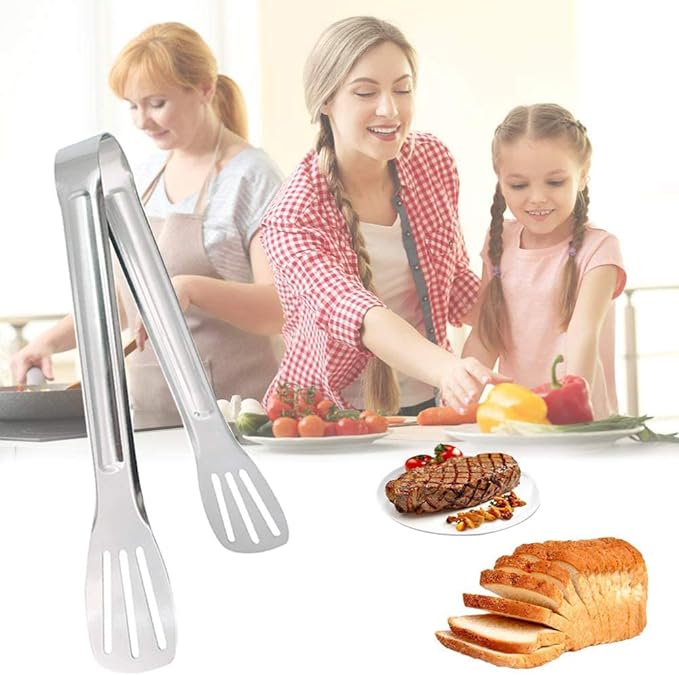 Serving Tong Kitchen Tongs,Buffet Tongs, Stainless Steel Food Tong Serving Tong,small tongs 6 Pack (7 Inch)