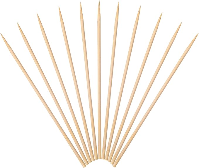 Minisland Premium 6 inch Bamboo Skewers for Appetizers Fruit Kabobs 3mm Thin Small Short Wooden Food Sticks 100 Counts, Many Sizes Choices 4.7"/5.5"/6"/7"/8"/10"/12" -MSL164
