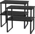 CADUKE Set of 4 Kitchen Counter Shelves Stackable Shelf Organizer Wood Countertop Shelves Expandable Cabinet Shelf Organizers Countertop Storage Rack for Pantry, Industrial Black