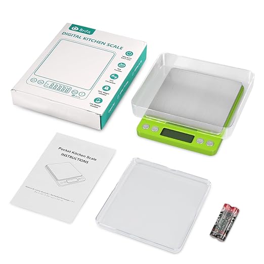 Digital Scale, 3000g, 0.01 Ounces, 0.1 Grams Accuracy Mini Kitchen Food Scale with 2 Trays, Pocket Scale for Jewelry, Coffee, LCD Display, Tare Function, Stainless Steel