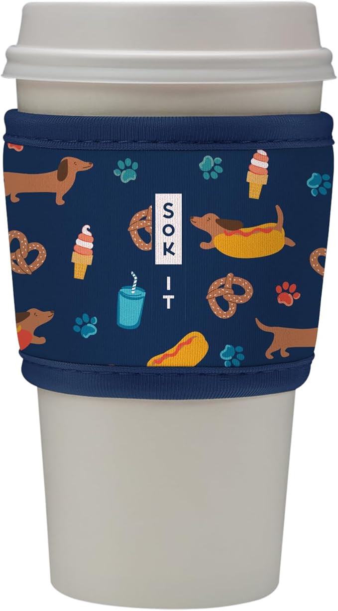 Sok It HotSok Coffee & Tea Reusable Insulated Neoprene Cup Sleeve (Hot Dawgs)