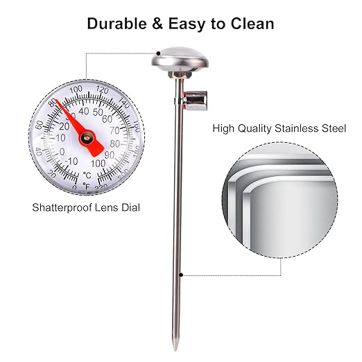 2 PCS Meat Thermometer for Grilling, Food Thermometer for Cooking, Milk, Meat Thermometers for Grilling Cooking, Kitchen Instant Read Thermometer, Pocket Thermometers Food Temperature Probe