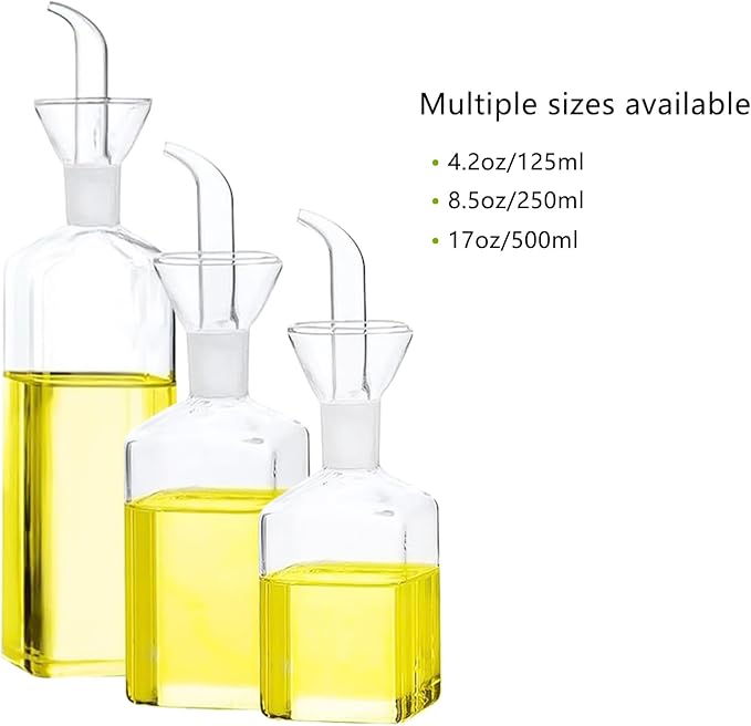 LandHope Oil Bottle Glass Olive Oil Dispenser Bottle Glass Cooking Oil Vinegar Measuring Dispenser With Spout for Kitchen and BBQ (250ml/8.54oz)