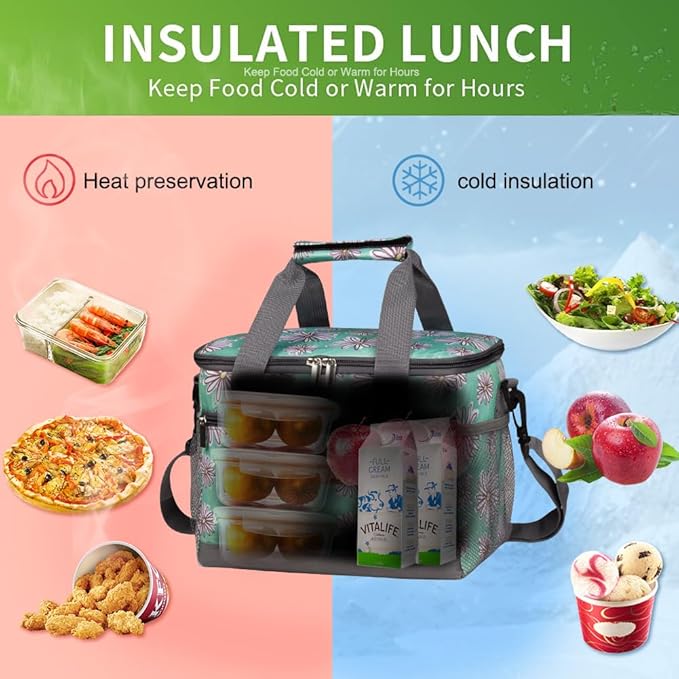 iknoe Insulated Lunch Bag, Foldable 8.5L Cooler Bag for Men & Women, Leakproof Thermal Design, Great for Office, Picnic, Travel, Lunch Box, Nattier Blue