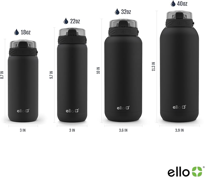 Ello Cooper 18oz Kids Stainless Steel Water Bottle Vacuum Insulated with Straw and Carry Handle, Leak Proof Locking Lid with Soft Silicone Spout, Fits Car Cupholder, Dishwasher Safe, Winter Solstice