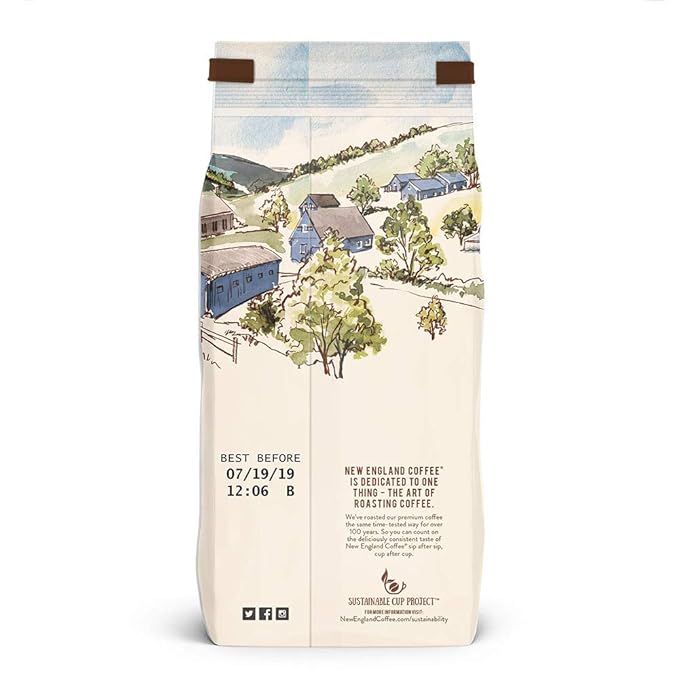 New England Coffee French Vanilla Decaffeinated Medium Roast Ground Coffee, 10oz Bag (Pack of 2)