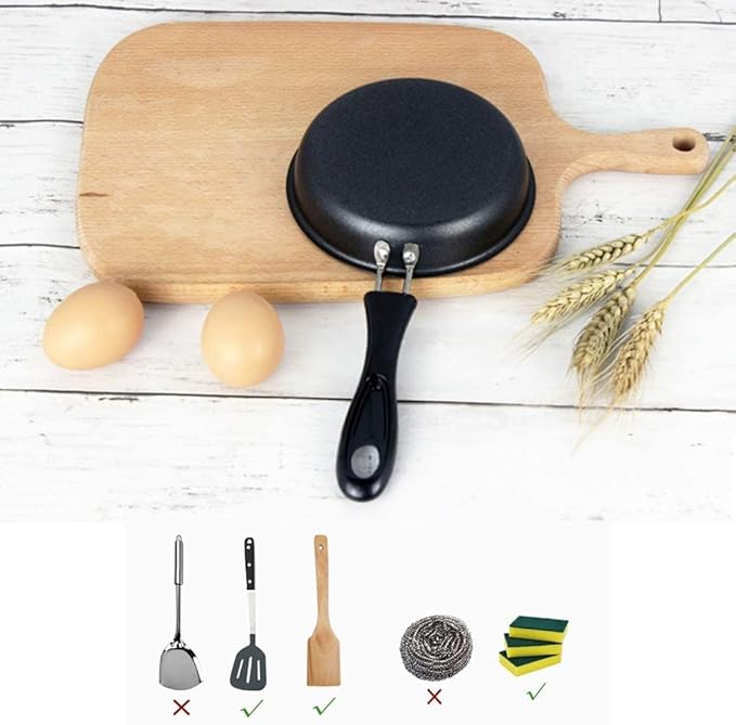 One Egg Frying Pan, Mini Induction Frying Eggs Pan, 4.7" Single Egg Durable Small Pan with Handle Heat Resistant Non Stick Pot, Portable Pan for Stove Gas Induction Hob