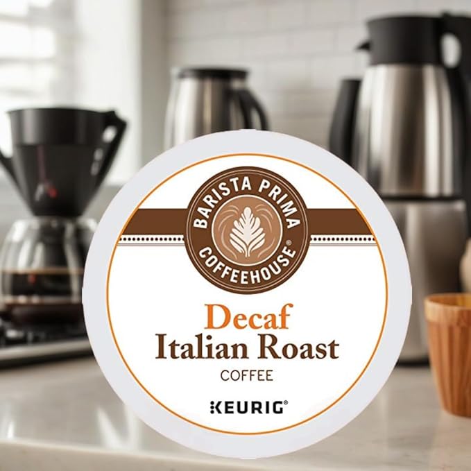 Barista Prima Coffeehouse Dark Roast Extra Bold K-Cup for Keurig Brewers, Decaf Italian Roast Coffee,4 pack of 24 cups each (96 count)