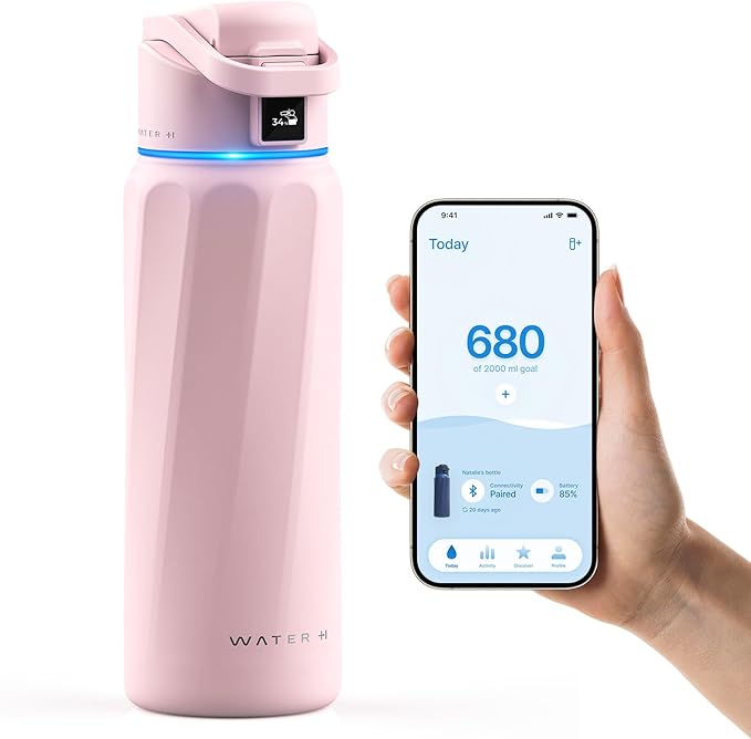 BOOST Smart Water Bottle with Reminder & Tracker, Double Wall Vacuum Insulated Bottles Stainless Steel, 32oz BPA-Free Wide Mouth for Gym, Office, School, Ideal Gift for Christmas, Halloween, New Year