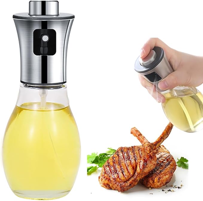 Olive Oil Sprayer Mister for Cooking Oil Spritzer for Air Fryer,Oil Spray Bottle for Vinegar Kitchen Gadgets for BBQ,Making Salad, Baking, Grilling (200ml)
