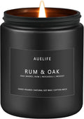 Rum & Oak Candle | Candles for Men, Gifts for Men - Masculine Scent - Soy Candles for Home Scented - Scented Candle for Home, Aromatherapy Candle for Bedroom - 7oz Black Jar