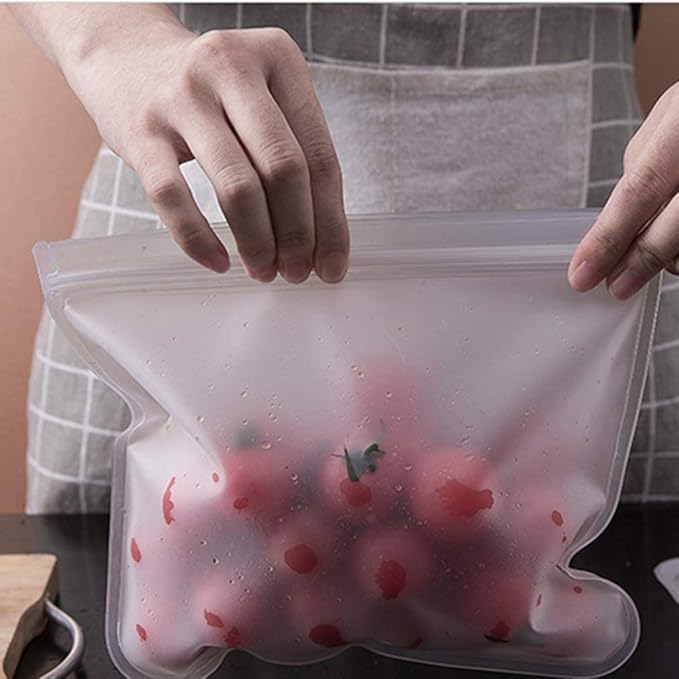 RLAVBL 10 Pack Quart Freezer Bags, Reusable Food Storage Bags for Vegetable, Liquid, Snack, Meat, Sandwich, 8.46x7.28 Inch