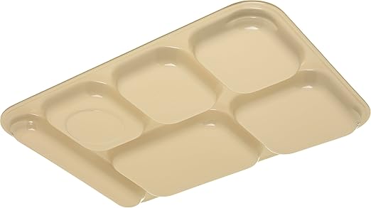 Carlisle FoodService Products Right Hand 6-Compartment Melamine Tray 14.5" x 10" - Tan (Pack of 12)