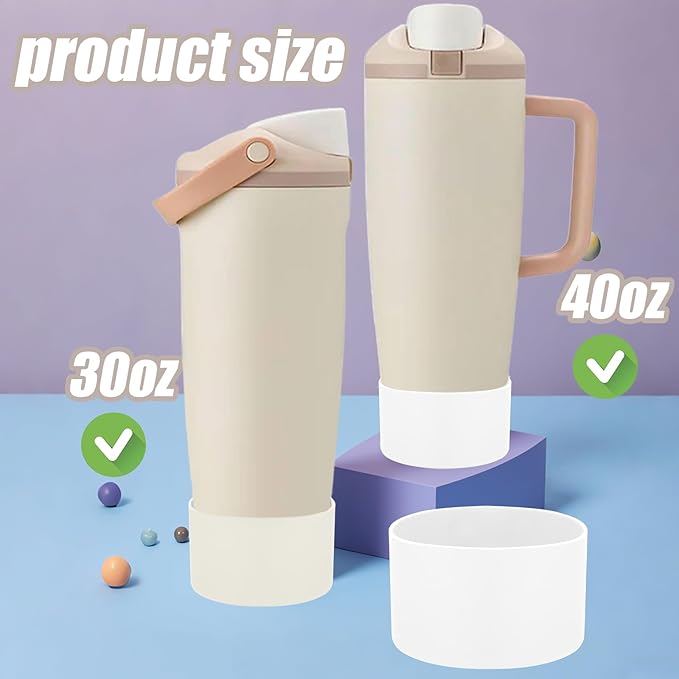 Mity rain 2PCS Protective Silicone Boots for Owala 30oz & 40oz FreeSip Sway Bottles & Tumblers - Accessories for owala, Enhances Stability & Prevents Scratches (Ivory & White)